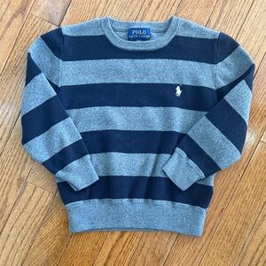 Polo by Ralph Lauren Boy’s Gray and Navy Blue Striped Crewneck Sweater